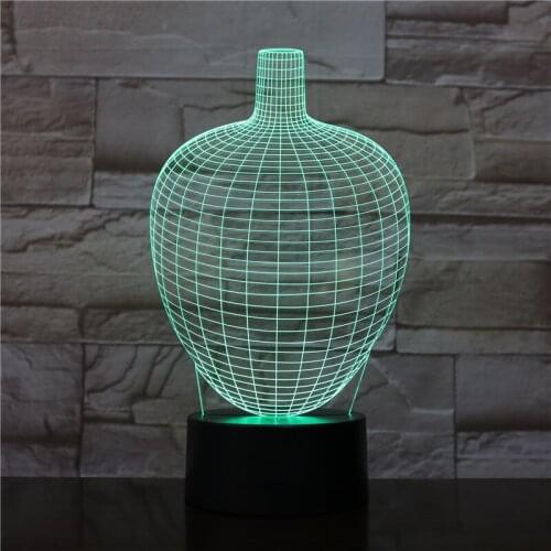 New Vase Desgin 3D LED Night Light 7 Color Change Baby Sleep Table Lamp Home Decor Lights Kids Gift Bedroom Decor Light