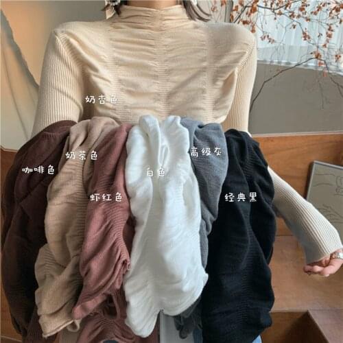 Autumn Winter Coat Slim-Fit Pleated Turtleneck Long-Sleeved Sweater Sweater For Women