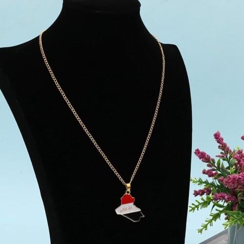 Plate Pendant Necklace Flag Of Republic Of Iraq Jewelry Gift For Women Men Map Pendant Necklace Jewelry