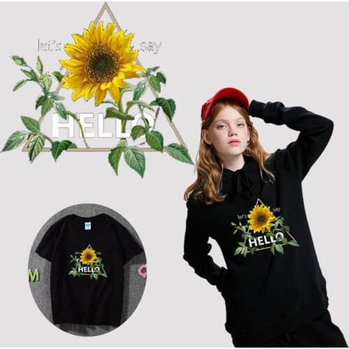 Sunflower logo patch Iron-on transfer for clothes heat iron on vinyl transfer stickers on clothes fabric thermo stripe parch diy