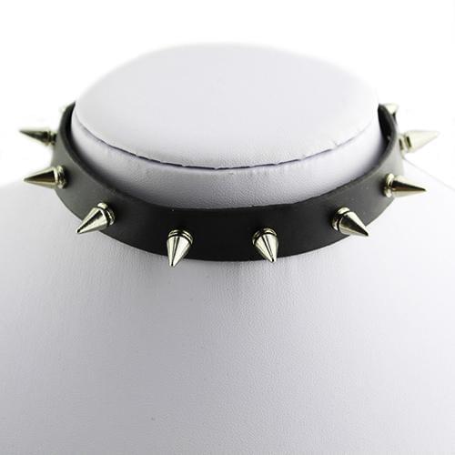 Popular Gothic Men Women Unisex Faux Leather Spike Rivet Choker Punk Necklace Jewelry