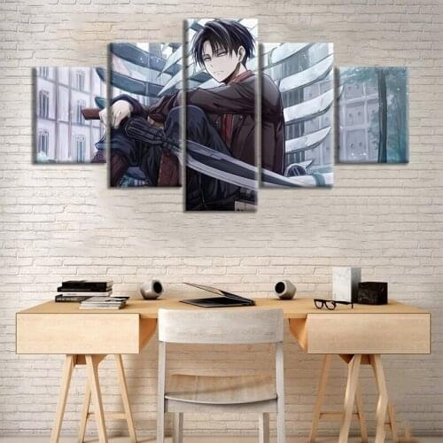 5 Pieces Levi Ackerman Sword Attack On Titan Posters Wall Art Anime Hd Canvas Picture Living Room Home Decor Paintings