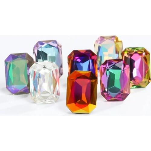 Astrobox Octagon K9 Gem Glass Rhinestones For Clothing Point Back Jewelry Making Stones Loose Strass Beads Clothes Accessories
