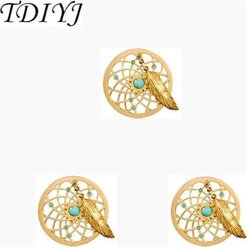 TDIYJ 1Pcs Stylish Fashion My Coin 33mm Mixed Dream Catcher Coin Disc Pendant for Coin Necklace in Women Jewelry Findings