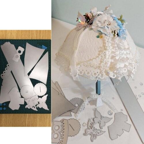 Vertical Umbrella Lace Metal Cutting Dies Stencil Scrapbook Album Embossing For Gift Card Making Handcrafts Decor