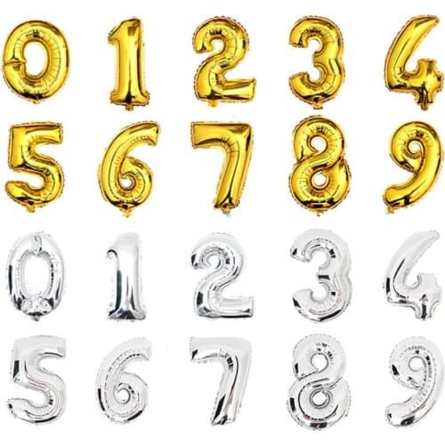 Glossy version balloons 0~9 number balloon party supplies birthday holiday decoration 2 colors golden/silver 1 PC 45cm