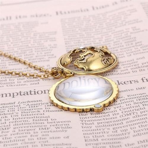 ZheFanku Retro Map Shocking Show Magnifier Pendant Necklace Magnify Glass Reeding Decorative Monocle Gold Color Necklace
