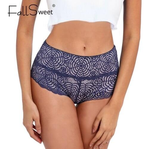 FallSweet Plus Size Panties for Women Sexy Lace Underwear High Waist Briefs L to 4XL