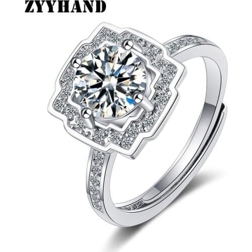 Platinum-Plated Women Wedding Adjustable Ring AAA Zircon Square Clean Stone Girl Luxury Engagement Finger FreeSize Jewelry