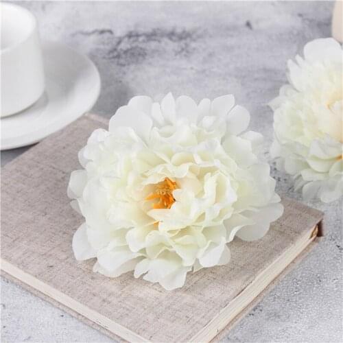 10pcs White 14cm Big Artificial Silk Peony Flowers DIY Decoration Flowers Wedding Dance Costume Backdrop Wall Decoration