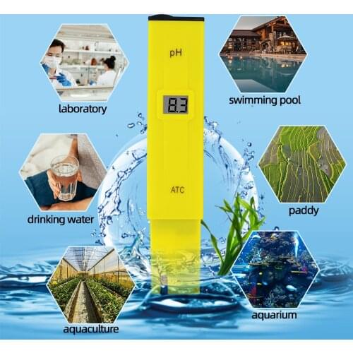 10pcs Pocket LCD Digital PH 0-14 Tester Meter Pen Type Aquarium PH Pool Water Measure with ATC 30% off