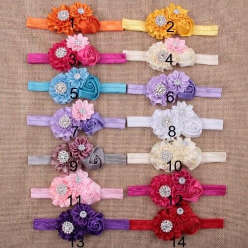 Yundfly 14pcs Chic Toddler Baby Ribbon Flower Headband Elastic Newborn Girls Headwear