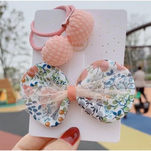 2Pcs/Set Princess Baby Girls Hair Clips Flower Print Lace Baby Hair Band Kids Headwear Children Hair Accessories