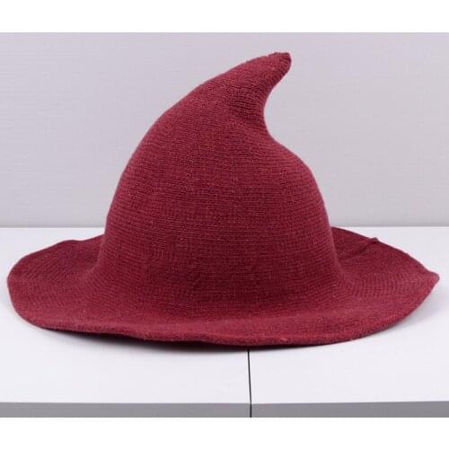 2021 1PC Modern Witch Hat Women Lady Halloween Festival Party Cosplay Hat Heep Wool Winter Felt Wide Hat New Fashion