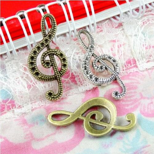 50pcs 32.5*15MM Pendant Musical Note Musical Note Charm Pendants Antique Silver Plated Bronze Musical Note Pendants