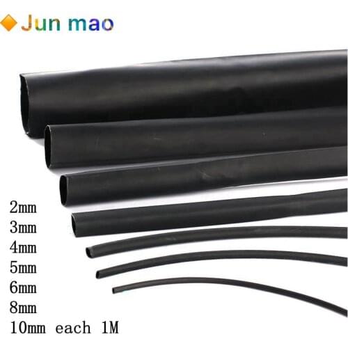7 Meter/lot 2:1 Black 2 3 4 5 6 8 10mm Diameter Heat Shrink Heatshrink Tubing Tube Sleeving Wrap Wire Sell DIY Connector Repair