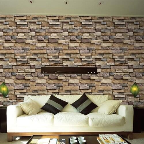 3D Decorative Wall Decals Brick Stone Rustic Self-adhesive Wall Sticker Home Decor Wallpaper Roll For Bedroom Kitchen 45cmx100cm