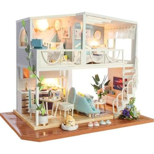 DIY Wooden Miniature Ocean Home Doll House Kit Building Assembly Model Kit Home Decoration Christmas Birthday Gifts