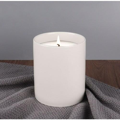 Long Clear Cups Scented Candle Gift Set White Ceramic Tea Light Candle Holders