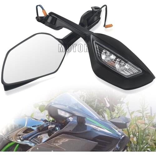 For Kawasaki ZX10R ZX10 ZX 10 R 2011 2012 2013 2014 2015 2014-2015 Motorcycle wide-angle rearview mirrors LED Turn Signal light