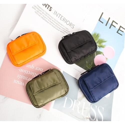 Hot-selling New Unisex Nylon Fabric Coin Purse Key Case Large-capacity Card Package Data Cable Storage Bag