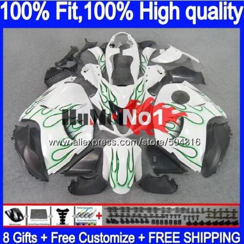 Injection For SUZUKI Hayabusa GSXR 1300 GSXR-1300 29MC.26 Green flames GSXR1300 2008 2009 2010 2011 2012 08 09 10 11 12 Fairing