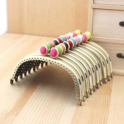 K297 12.5CM Bronze Silver Arc-shaped Hand Sewing Purse Frame Candy Flat Bead DIY Coin Purse Kiss Lock Accessories Mix 5PCS/LOT