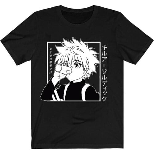 Killua Round Neck T-shirt Cozy Cotton Tops Men Women Cosplay Costume Harajuku Casual Tops Tee