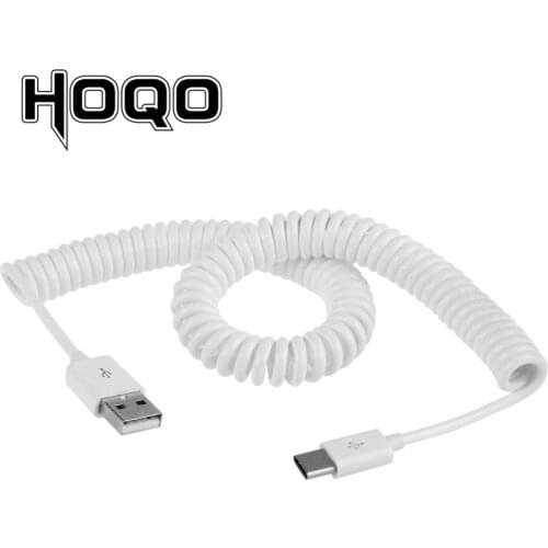 Short 0.2M 3M Spring Coiled retractable flex usb type c cable usb-c data charging cord for galaxy s8 s9 mi Max Pro oneplus two 2