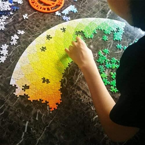 Round Puzzle 1000 Pieces Jigsaw Puzzles For Adults Kids Children Educational Toys Girls Boys Board Game Moon Earth Rainbow