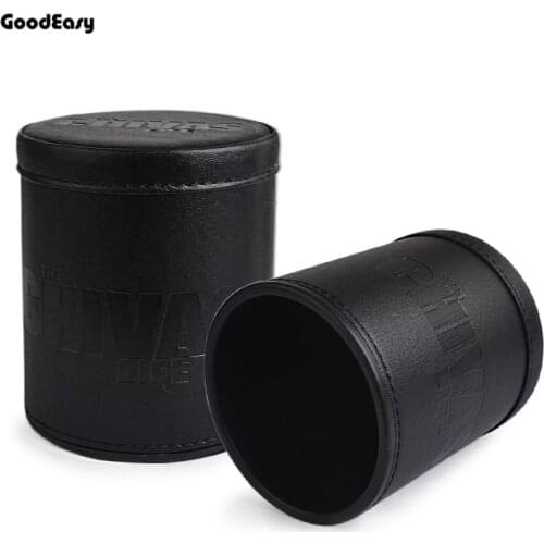 Hot Black Chivas Leather Dice Cup Set&Plastic and 6pcs Acrylic Polyhedral Dices Gambling Poker Drinking Board Game Dice Box