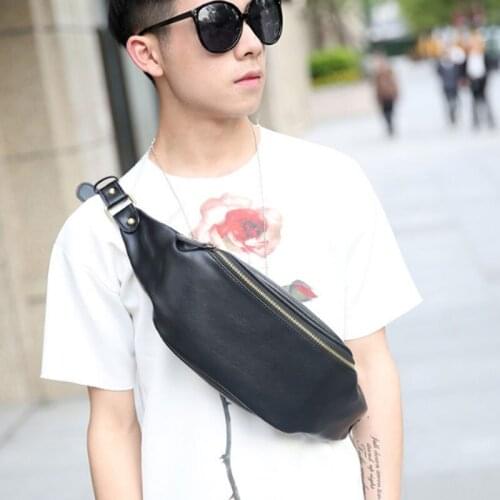 Fashion Male PU Leather Cross Body Waist Bag Messenger Shoulder Bags Sling Chest Bag youth Fanny Pack Waist Bag wallet