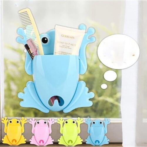 Wall Suction Punch-Free Cartoon Frog Toothbrush Toothpaste Holder Kitchen Bathroom Supplies Self-Adhesive Wall Storage Rack