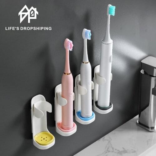 New Creative Traceless Stand Rack Toothbrush Organizer Electric Toothbrush Holder Wall-Mounted Space Saving Bathroom Accessories