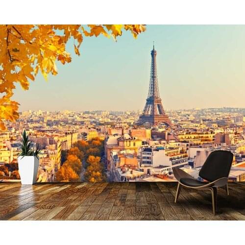 Papel de parede Eiffel Tower at sunset city building 3d wallpaper,living room tv wall bedroom wall papers home decor bar mural