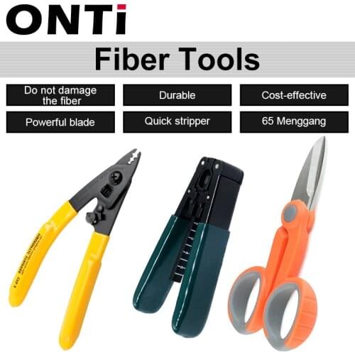 ONTi 3 in1 Splice Fiber Optic Tool Kits CFS-3 Fiber Optic Stripper+FTTH drop cable stripper + Fiber Optic Kevlar scissors