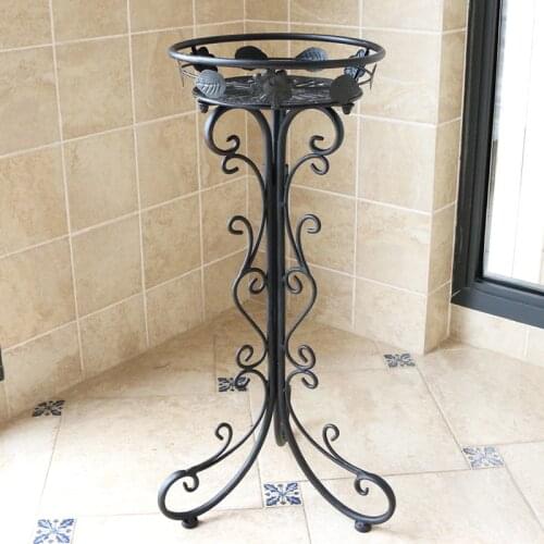 Flower stand flower pot rack single Floor type wrought iron European style indoor living room hanging orchid plant