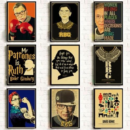 Ruth Bader Ginsburg Posters Art RBG Vintage Poster Kraft Paper Prints Home Room Decor Art Painting Wall Stickers