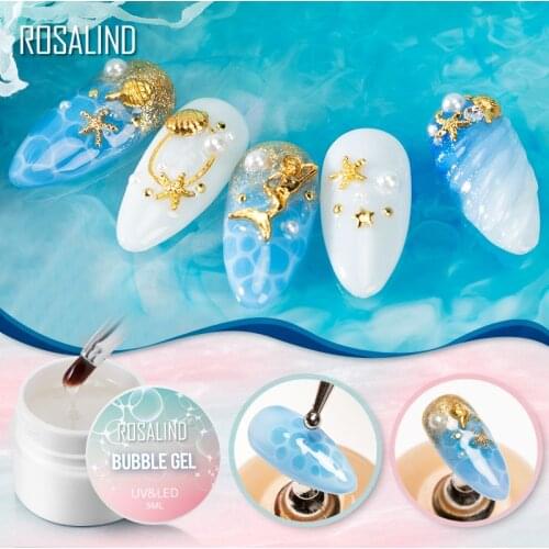 ROSALIND Bubble Nail Gel Polish Set Transparent Blooming Painting Gel Lacquer Varnish Top Base for Nail Design Manicure Art