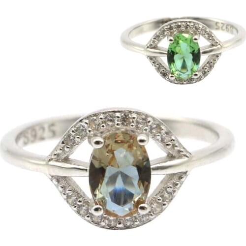 12x10mm SheType 1.9g Romantic Created Color Changing Spinel Zultanite CZ Gift For Sister 925 Solid Sterling Silver Rings
