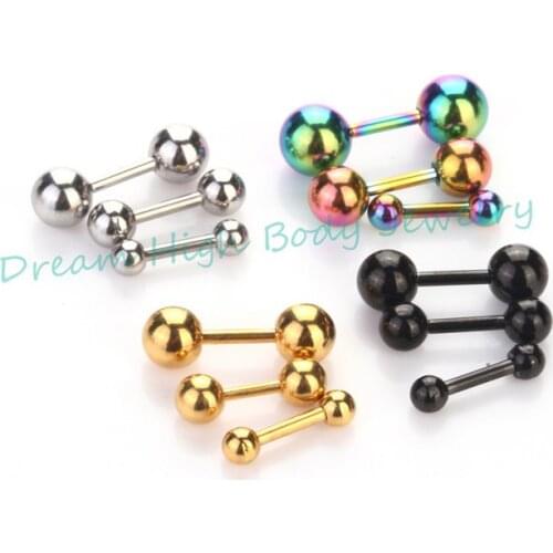 Barbell Ear Retro 3 4 5 mm Mens Stainless Steel Ball Piercing Studs Earrings Black Golden Rainbow 16G Sale Fashion Body Jewelry