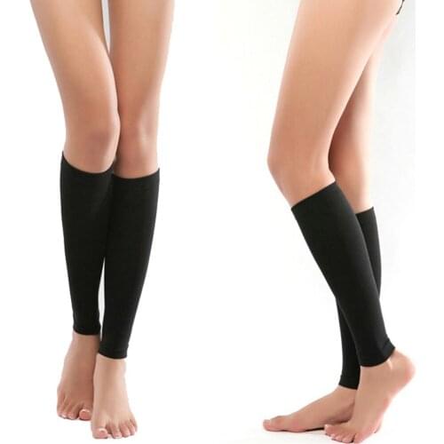 Unisex Leg Calf Sleeves Elastic Calf Supports Shaping Socks Varicose Vein Circulation Compression Stocks Black Men Women 1 Pair