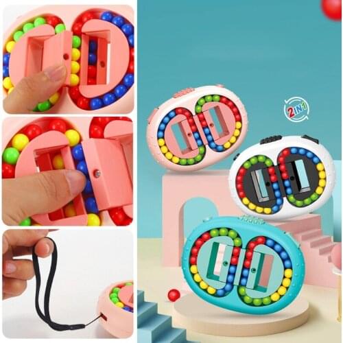 Q6PD Rotating Cube Bean Toys Relieves Stress Anxiety Fingertip Toy for Children Adult Novelty Puzzle Cube Sensory Toys