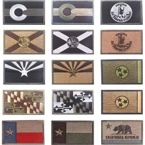 Embroidered Patches United States State Flag Patch Tactical 3D Patches Combat Badge Fabric National Flags Armband Cloth Badges