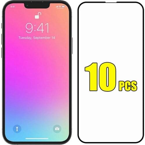 10pcs Tempered Glass Full Coverage Cover Curved Screen Protector Film Guard For iPhone 12 Mini 11 Pro Max XS XR X 8 7 6 Plus SE