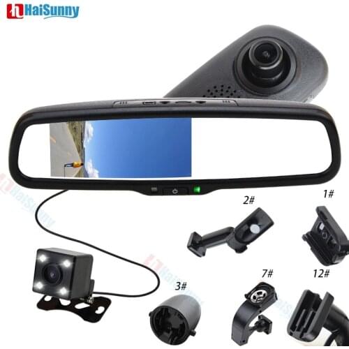 HaiSunny Dual Lens 5" IPS Car Rearview Mirror Monitor DVR Digital Video Recorder 1080P with Original Bracket and Rear View Camer
