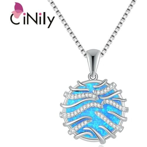 CiNily Chakra Shape Blue Opal 925 Sterling Silver Pendants for Party Gift Women Fine Jewelry Pendant OD7118-19