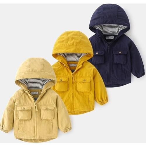 ZWF423 Autumn Spring Kids Jacket For Boys Coat Toddler Hooded Windbreaker Coat With Packet Children Outerwear for 4-11 Years