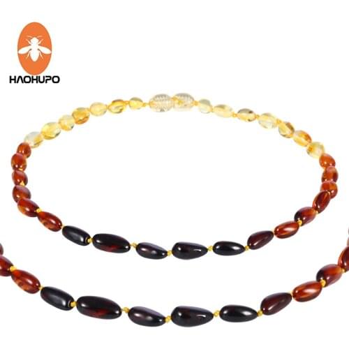 HAOHUPO 5 New Designs Amber Teething Necklace for Baby Baroque Natural Baltic Ambre Jewelry Natural Stones 32-33cm Baby Gifts