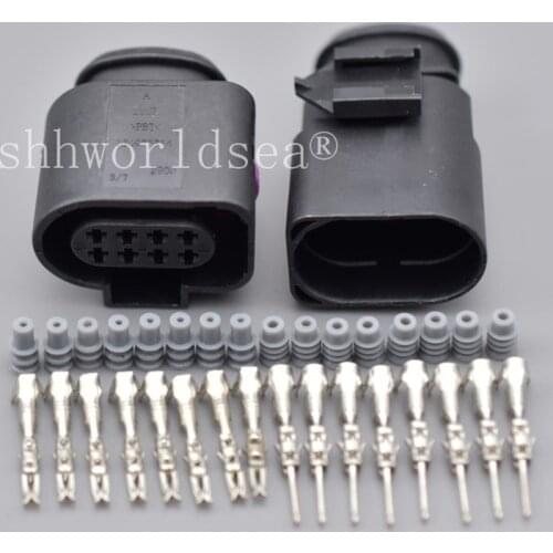 Shhworldsea 2sets 8 Pin 1.5 mm car waterproof connector auto electrical plug socket for vw for audi 1J0973714 1J0 973 714